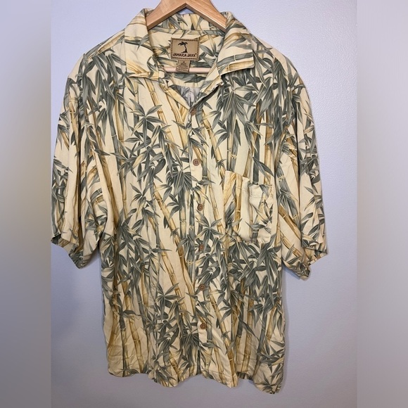 Jamaica Jaxx Mens Short Sleeve Silk Button Down Shirt Hawaiian Vacation Size M - Picture 1 of 8